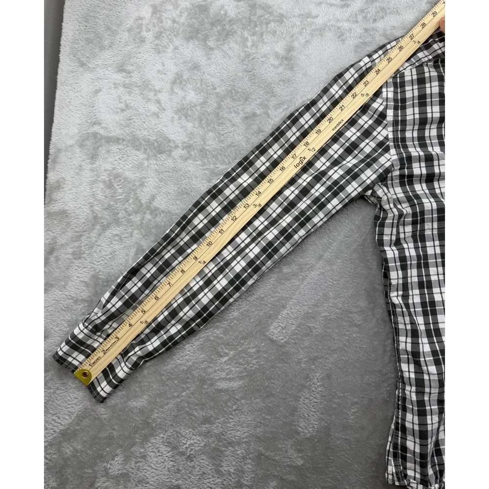 Banana Republic Soft Wash Tailored Slim Fit Shirt Men's Size M Plaid Black White